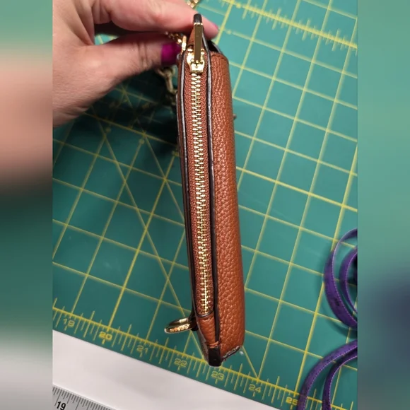 COACH Brown Leather Crossbody Phone Bag - Picture 11 of 15